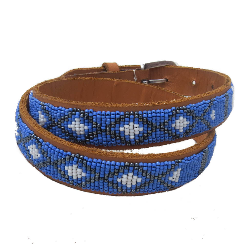 Handmade Leather belt - Samawati blue