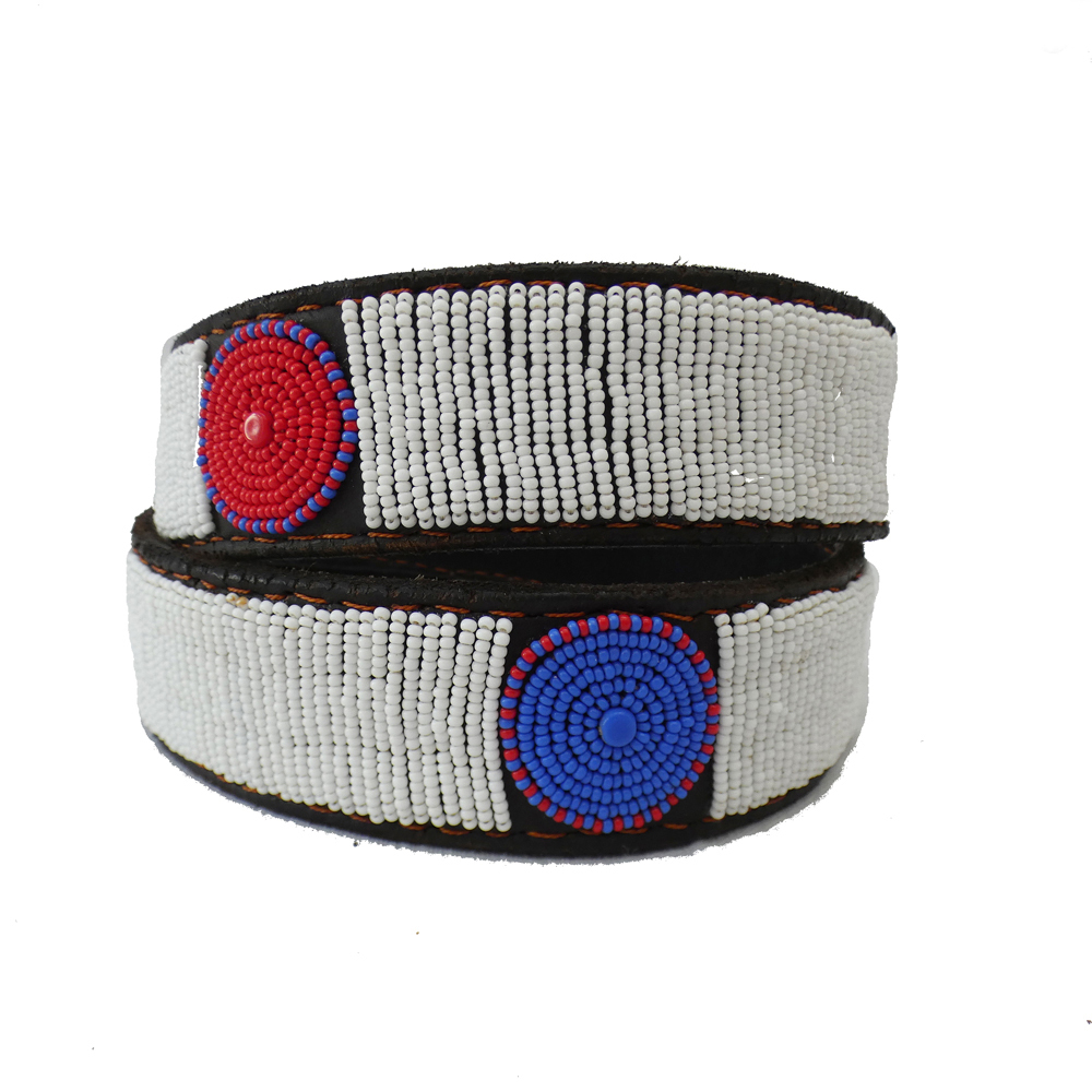 Handmade Leather belt - Panya white
